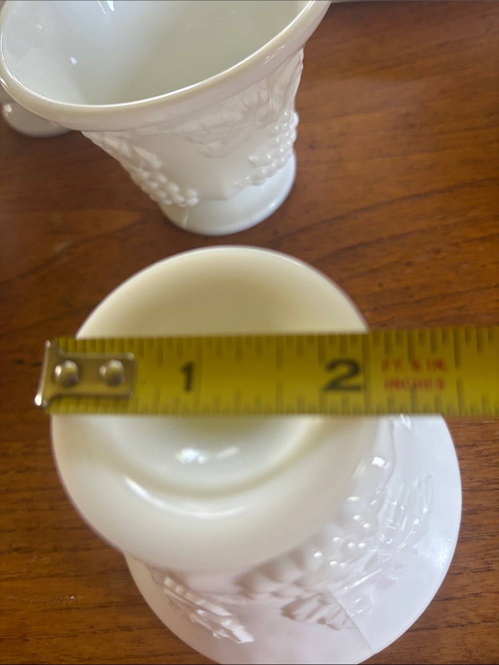 Vintage Indiana Glass Set of 6 Harvest Grape pattern white milk glass snack set - Picture 13 of 13